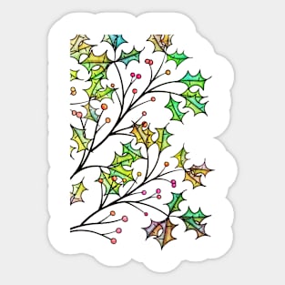 Holly leaves and Holly berries - Christmas / winter design Sticker